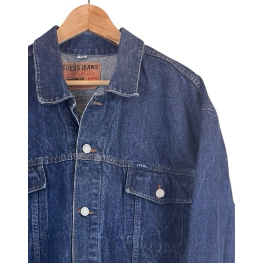 Vintage Guess Jacket Men XXL Denim Trucker Workwear Pockets 90s Hip Hop USA‎